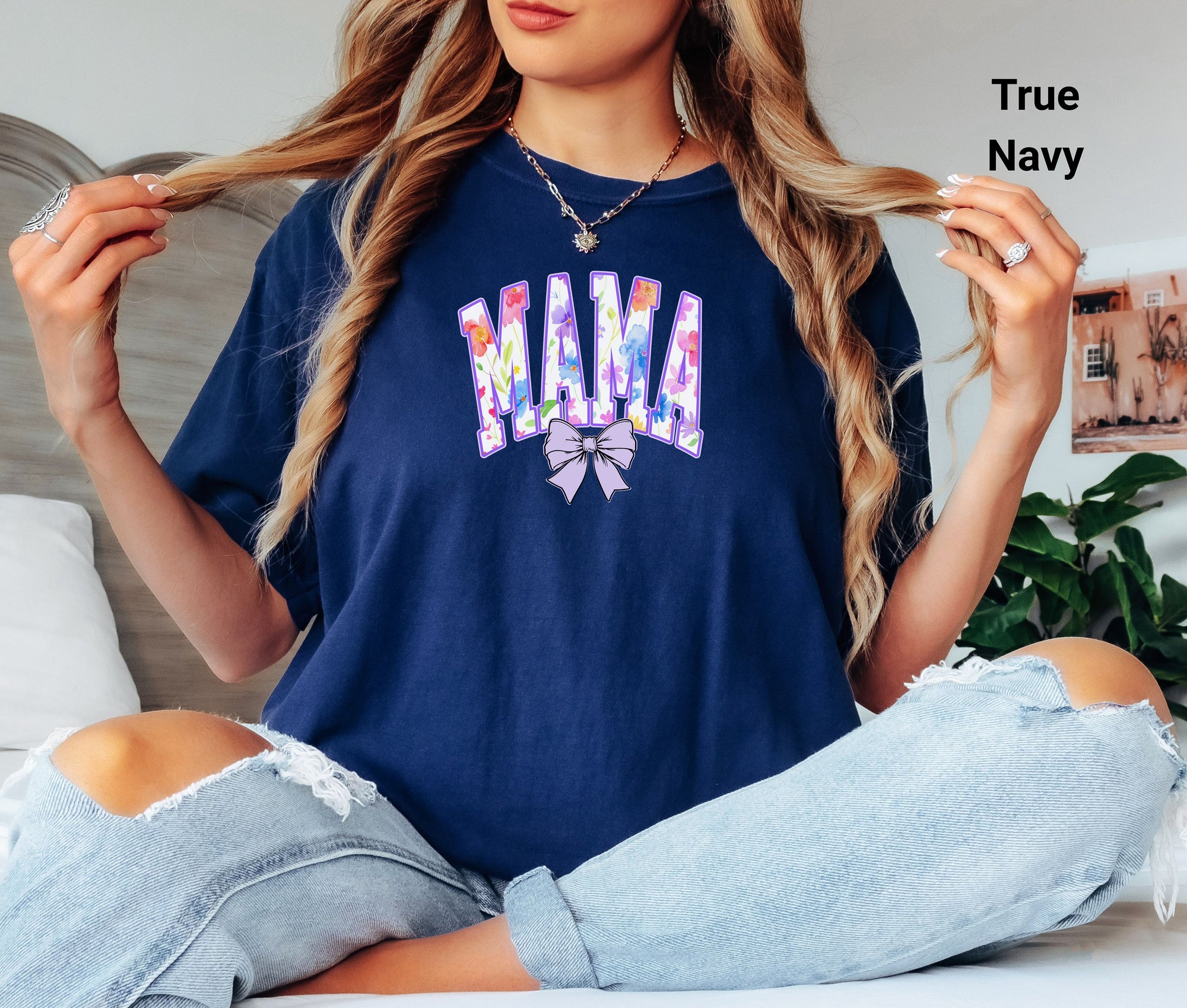 Mama Graphic TShirt, Coquette Bow, Cute Mama Shirt with Coquette Bow, Spring Floral Mama Tee, Mothers Day Mama Shirt, Comfort Colors Tee