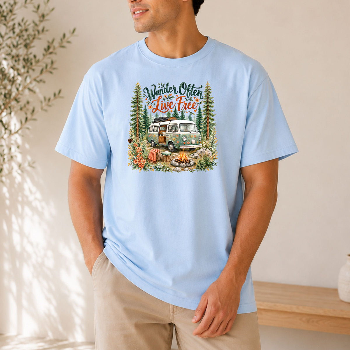Wander Often Live Free Van Life T-Shirt, Boho Camping & Adventure Tee