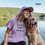 Adopt Love Repeat T-shirt, Great Gift for Animal Lovers, Casual Wear, Gift for Pet Owners, Eco-Friendly Fashion, Rescue and Pet Adoption Tee