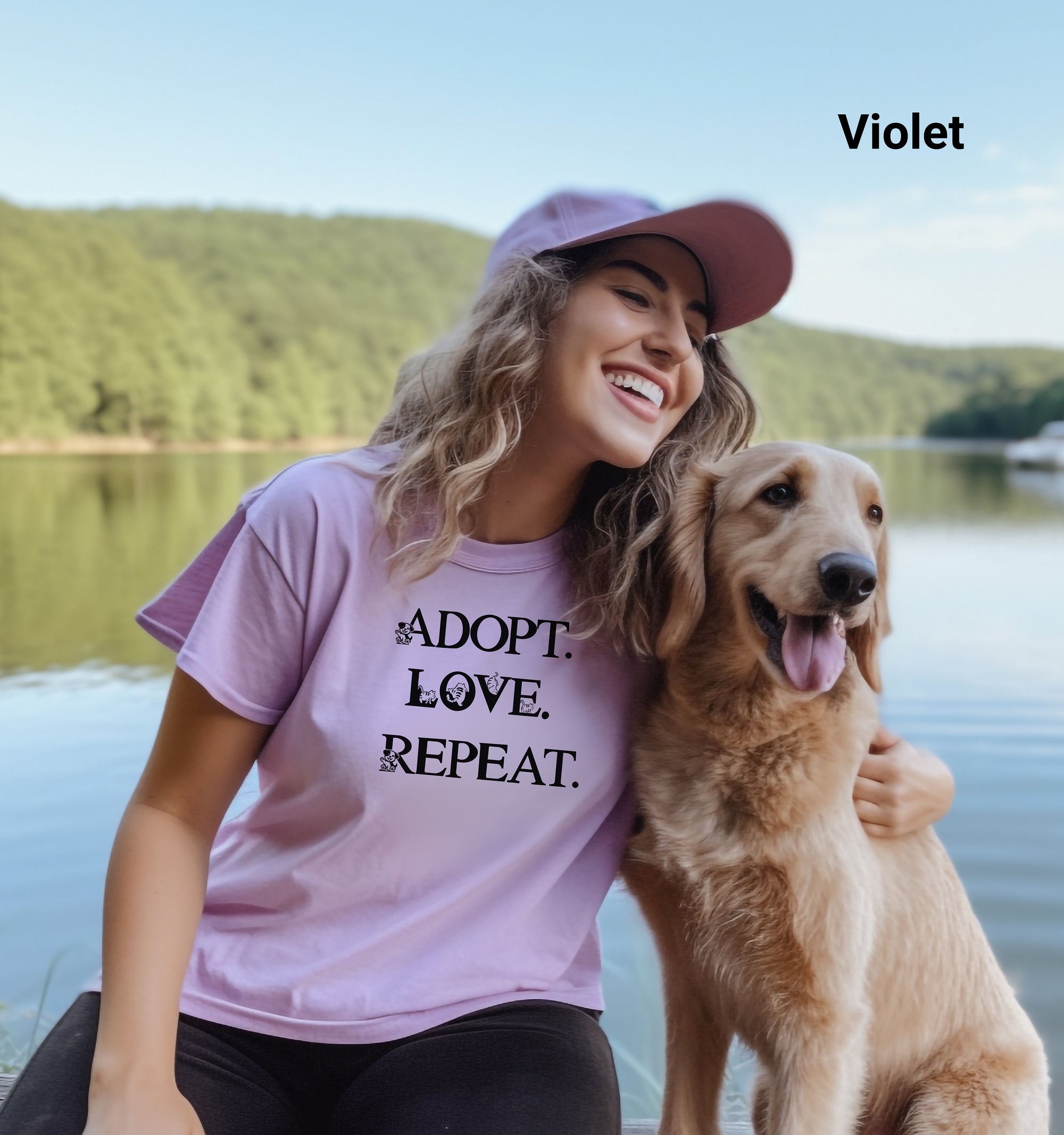 Adopt Love Repeat T-shirt, Great Gift for Animal Lovers, Casual Wear, Gift for Pet Owners, Eco-Friendly Fashion, Rescue and Pet Adoption Tee