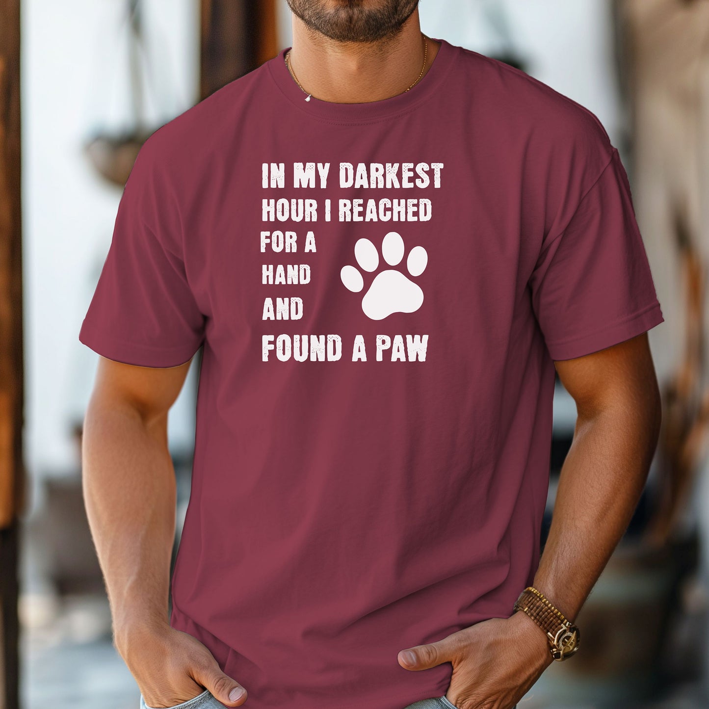 In My Darkest Hour I Found A Paw T-Shirt, Dog Lover Support Tee, Pet Owner Gift, Inspirational Shirt