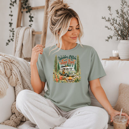 Wander Often Live Free Van Life T-Shirt, Boho Camping & Adventure Tee