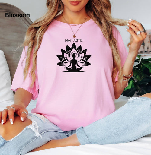 Namaste Yoga T-Shirt, Unisex Garment-Dyed Tee for Mindfulness, Meditation Gift, Spiritual Apparel, Sacred Stillness