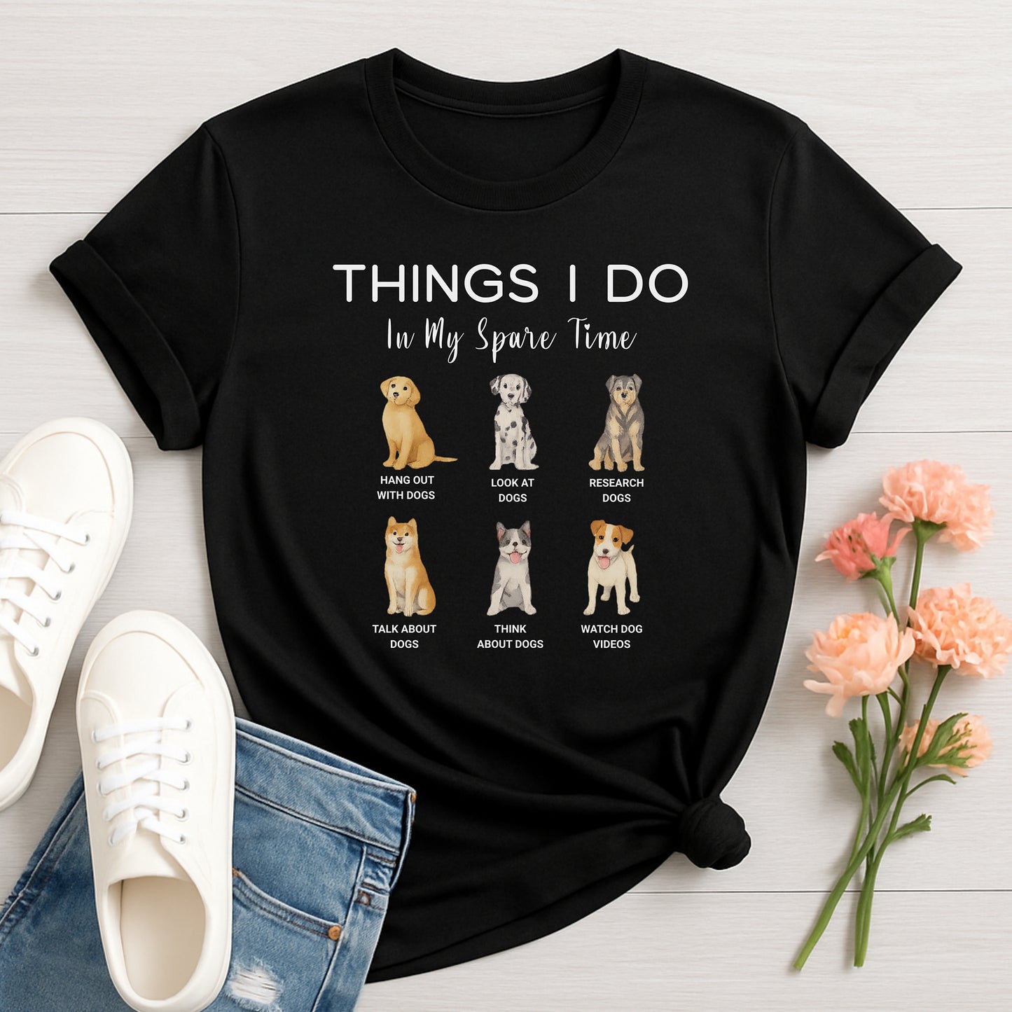 Things I Do In My Spare Time T-Shirt, Dog Lover Tee, Funny Pet Owner Tee