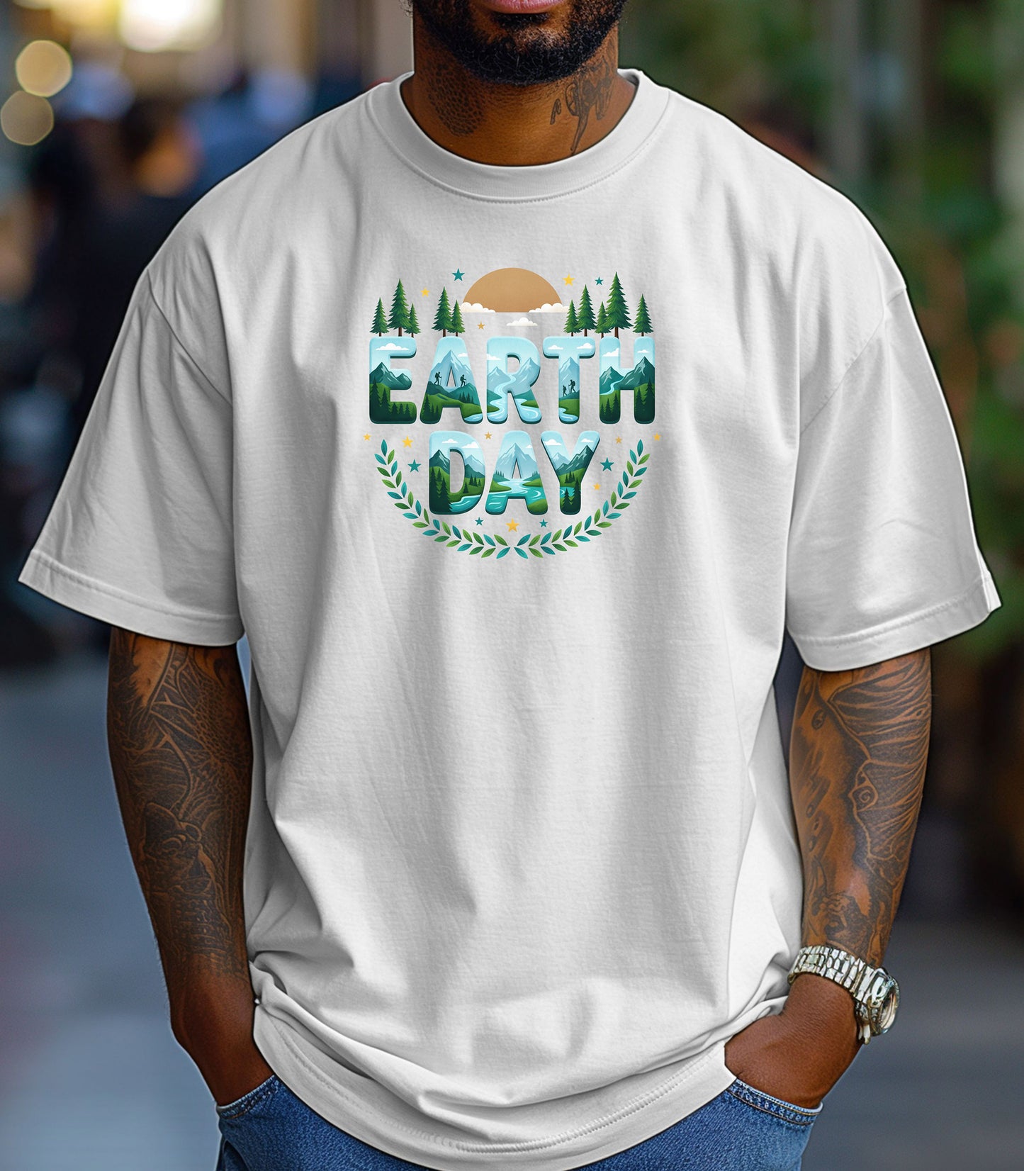Earth Day T-Shirt, Eco Nature Graphic Tee, Earth Day Mountain Landscape Nature Lover T-Shirt