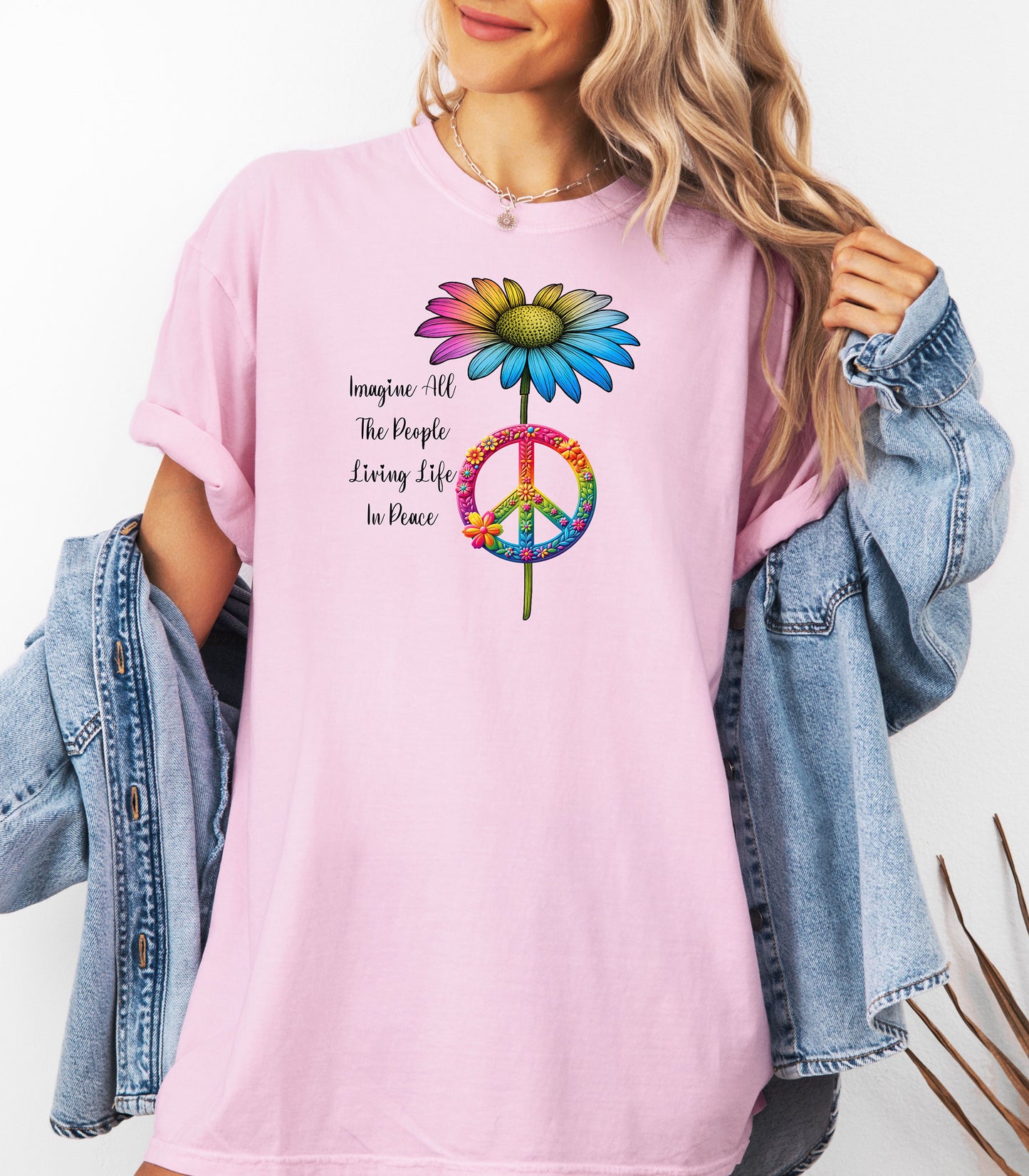 Wildflower Peace Sign T-Shirt, Imagine All the People Tee