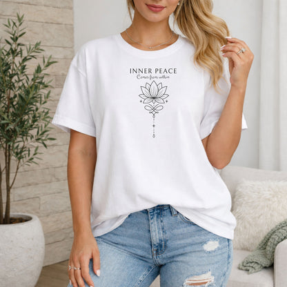 Inner Peace Lotus T-Shirt, Meditation Boho Spiritual Tee