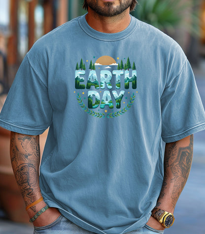 Earth Day T-Shirt, Eco Nature Graphic Tee, Earth Day Mountain Landscape Nature Lover T-Shirt