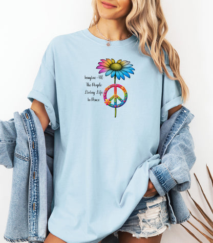 Wildflower Peace Sign T-Shirt, Imagine All the People Tee