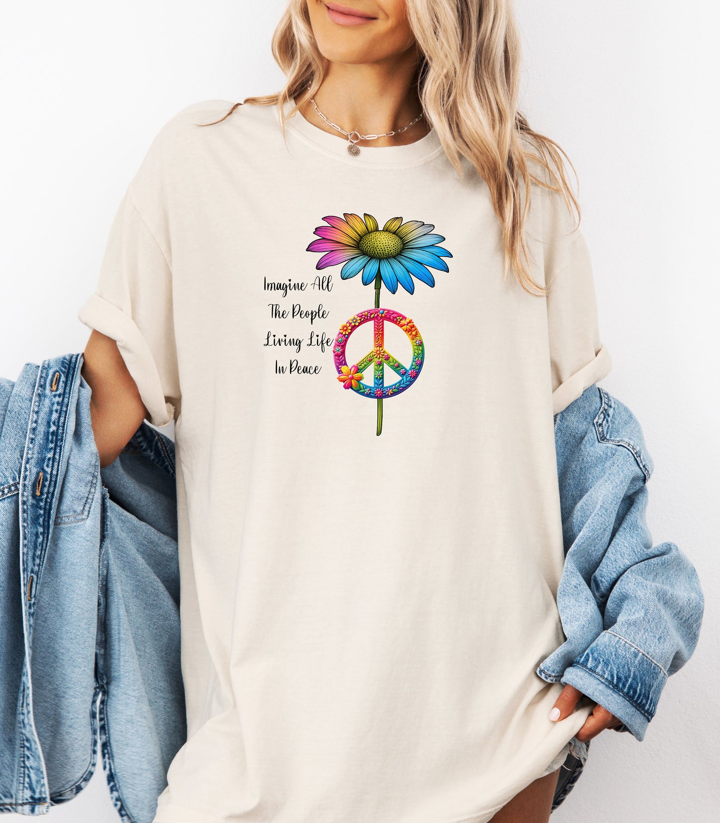 Wildflower Peace Sign T-Shirt, Imagine All the People Tee