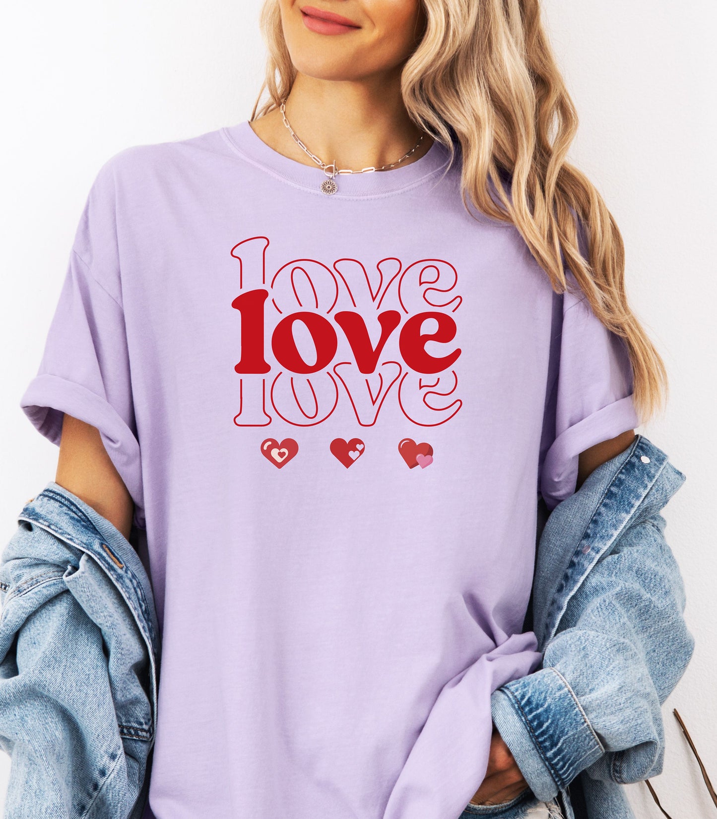 Love Love Love Valentine T-Shirt, Love Retro Graphic T-Shir, 'love' Heart Design
