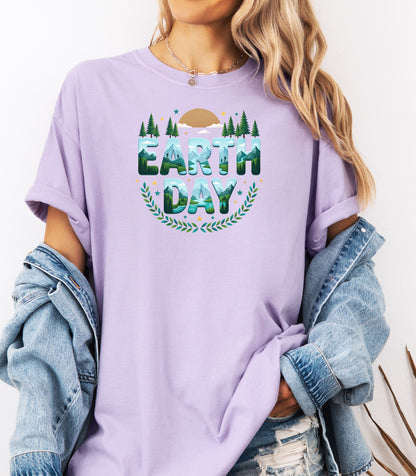 Earth Day T-Shirt, Eco Nature Graphic Tee, Earth Day Mountain Landscape Nature Lover T-Shirt