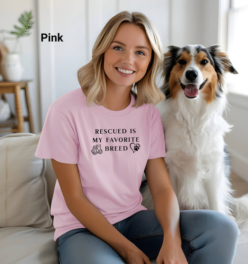 Rescued Is My Favorite Breed Tee, Dog Lover Gift, Animal Rescue Awareness, Pet Adoption Support, Everyday Casual Wear, Bella Canvas T-Shirt