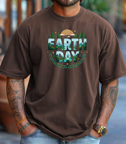 Earth Day T-Shirt, Eco Nature Graphic Tee, Earth Day Mountain Landscape Nature Lover T-Shirt