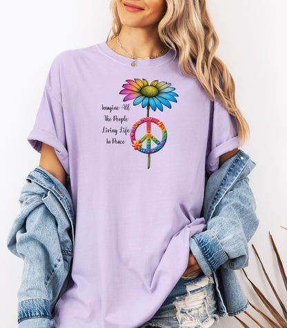 Wildflower Peace Sign T-Shirt, Imagine All the People Tee