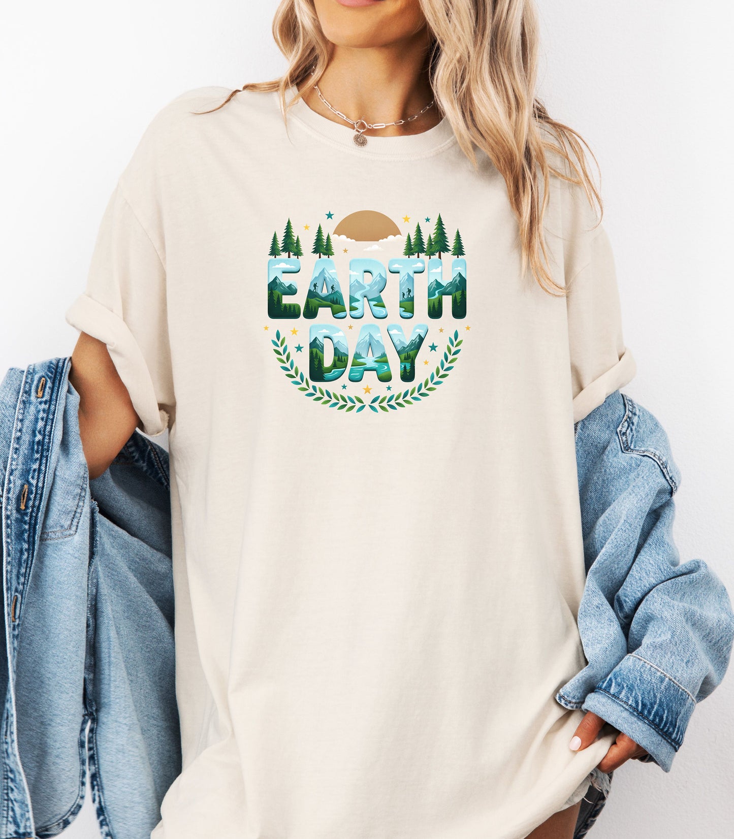 Earth Day T-Shirt, Eco Nature Graphic Tee, Earth Day Mountain Landscape Nature Lover T-Shirt