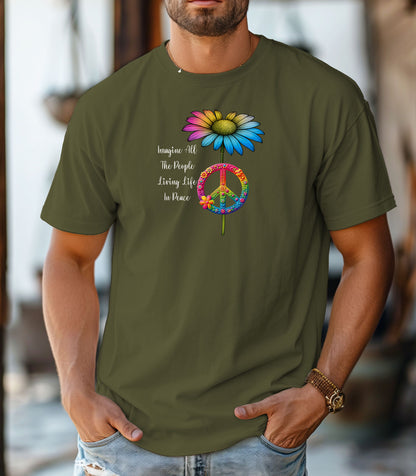 Wildflower Peace Sign T-Shirt, Imagine All the People Tee