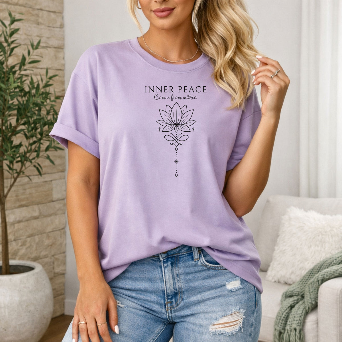 Inner Peace Lotus T-Shirt, Meditation Boho Spiritual Tee