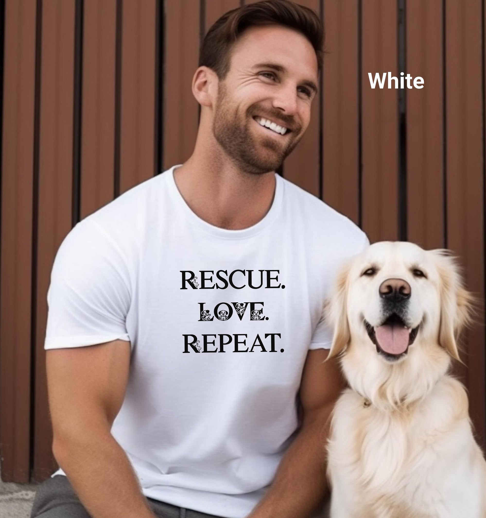 Rescue Love Repeat T-Shirt, Animal Rescue, Casual Wear, Gifts, Pet Adoption Tee, Animal Shelter Apparel, Pet Rescue Gift, Foster Rescue Tee