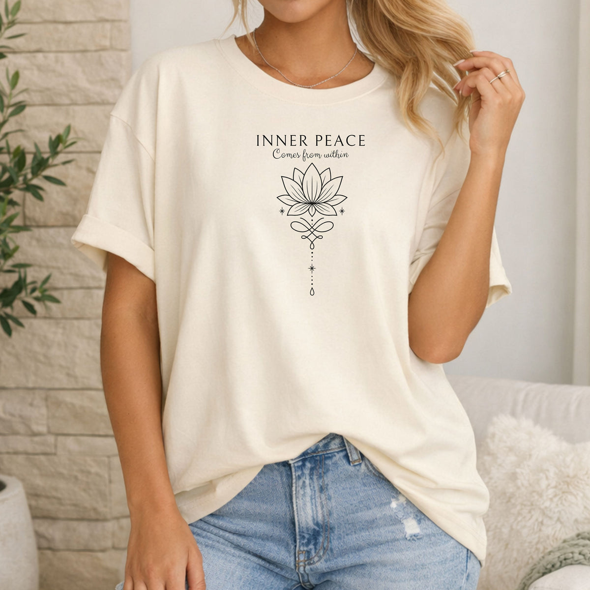 Inner Peace Lotus T-Shirt, Meditation Boho Spiritual Tee