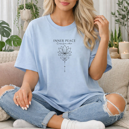 Inner Peace Lotus T-Shirt, Meditation Boho Spiritual Tee