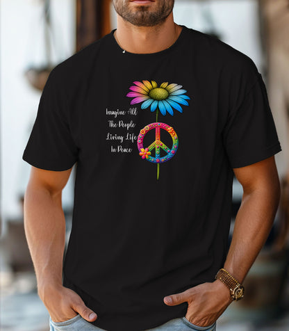 Wildflower Peace Sign T-Shirt, Imagine All the People Tee