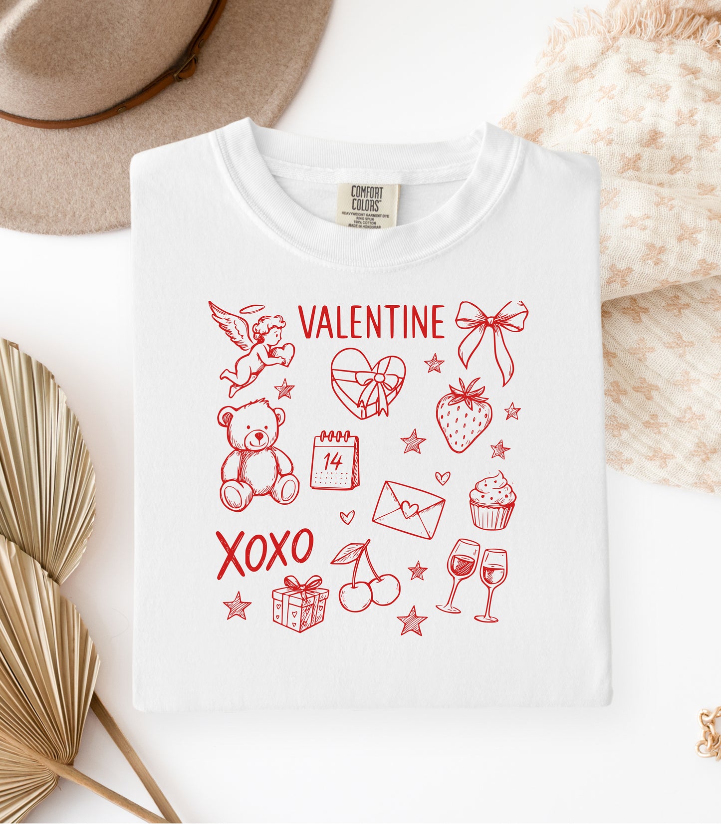 Valentine Doodle T-Shirt, XOXO Hearts, Gifts & Love Icons