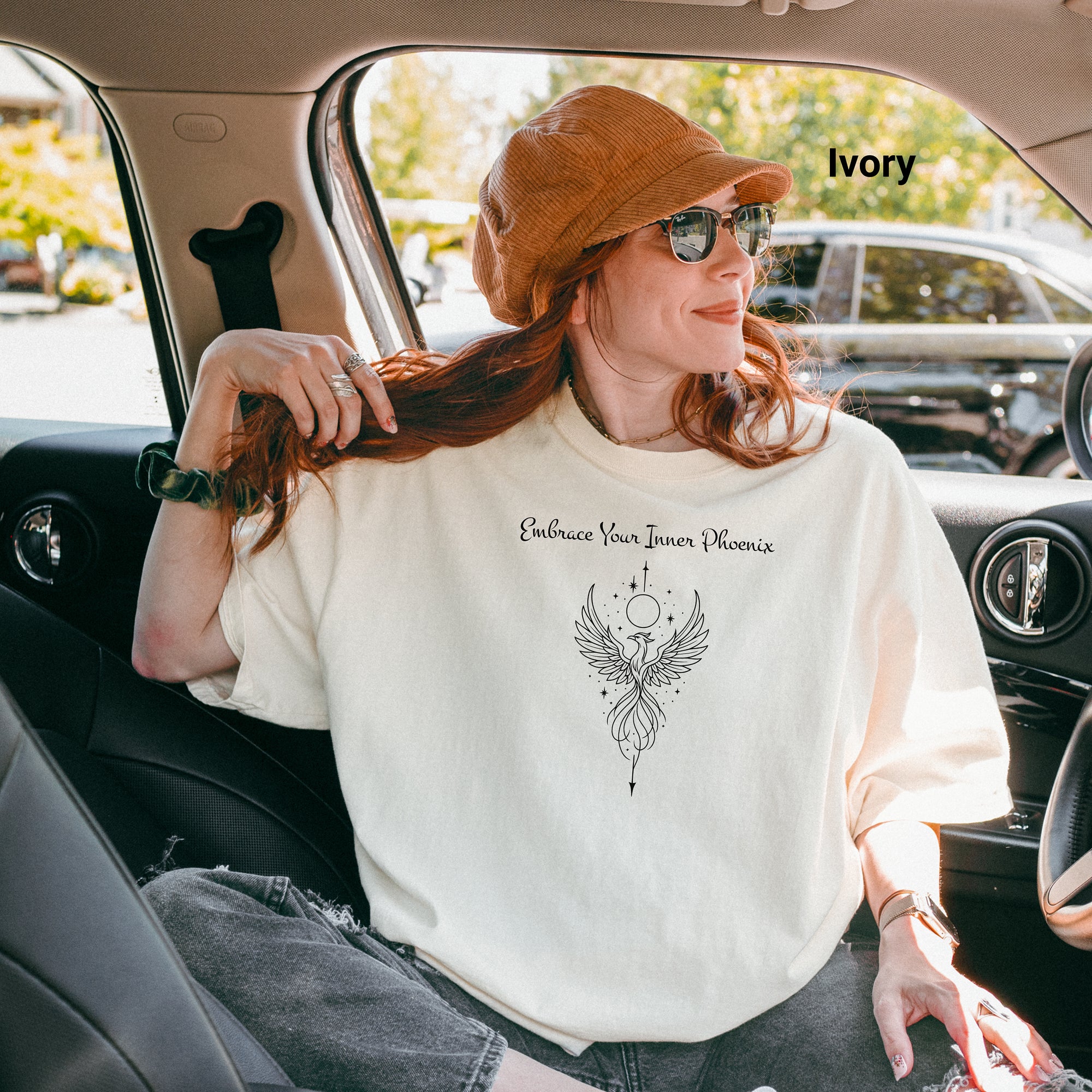 Embrace Your Inner Phoenix T-Shirt, Spiritual Apparel, Gift for Her, Boho Style, Self-Discovery Clothing, Celestial Line Art Design