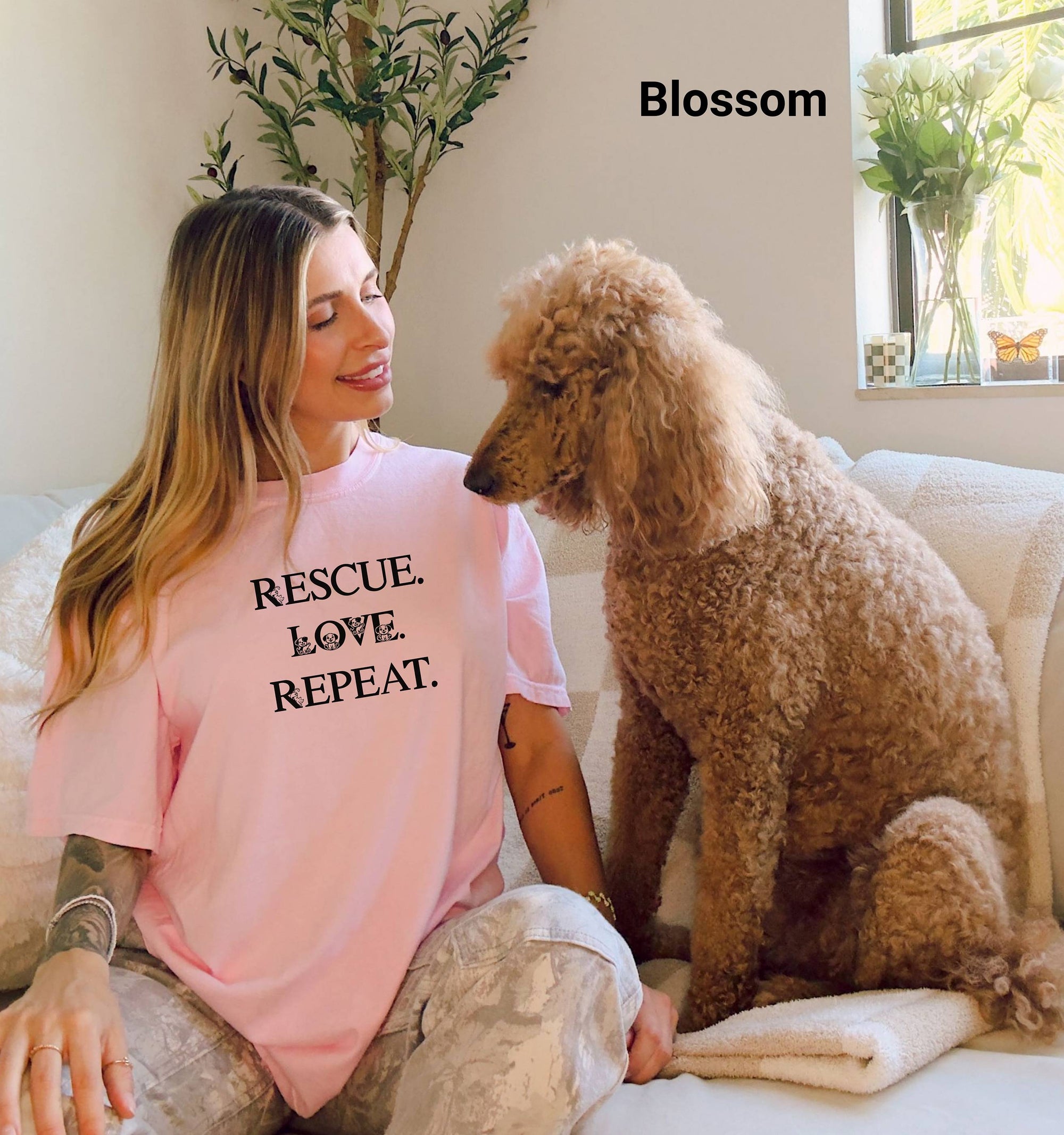 Rescue Love Repeat T-Shirt, Animal Rescue, Casual Wear, Gifts, Pet Adoption Tee, Animal Shelter Apparel, Pet Rescue Gift, Foster Rescue Tee