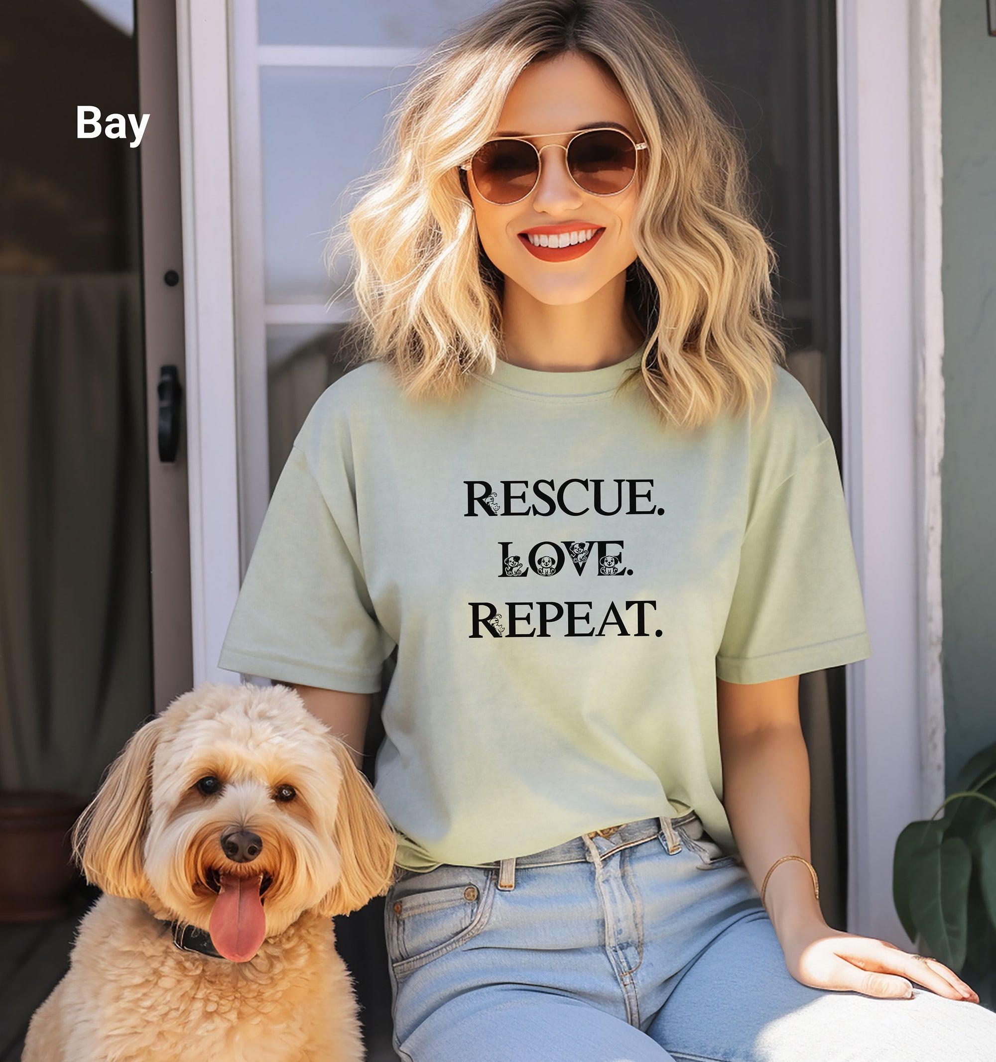 Rescue Love Repeat T-Shirt, Animal Rescue, Casual Wear, Gifts, Pet Adoption Tee, Animal Shelter Apparel, Pet Rescue Gift, Foster Rescue Tee