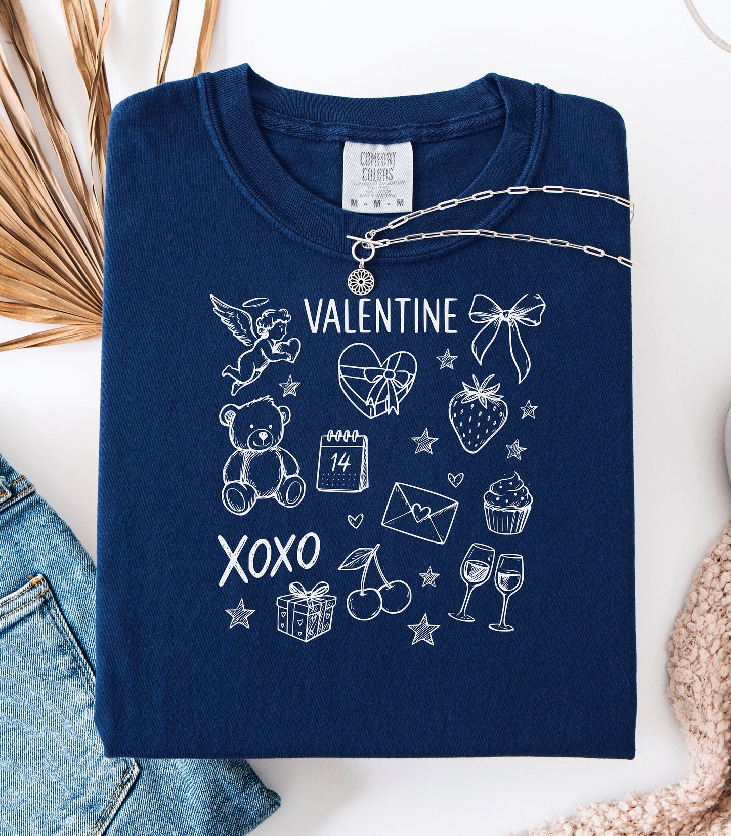 Valentine Doodle T-Shirt, XOXO Hearts, Gifts & Love Icons