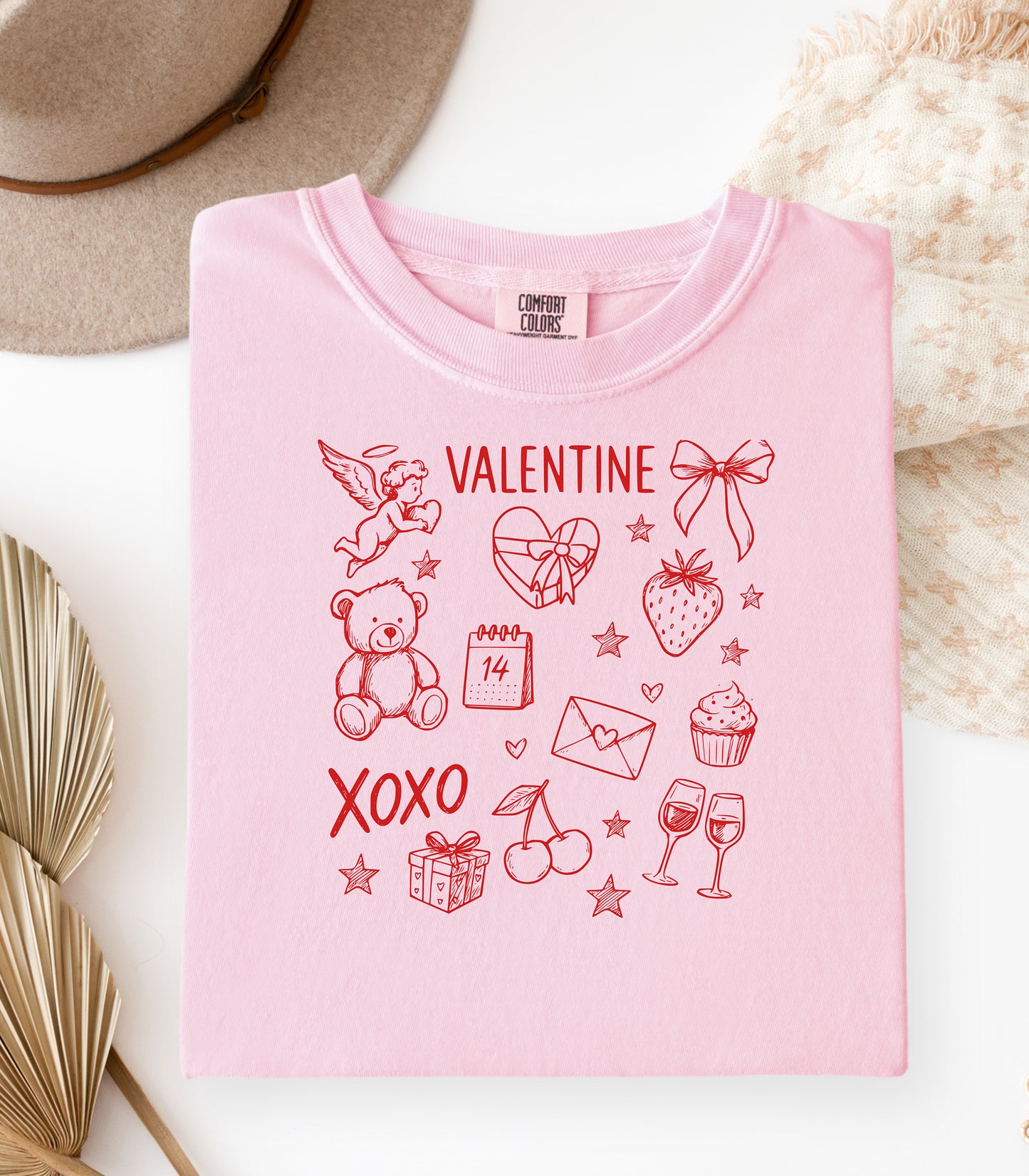 Valentine Doodle T-Shirt, XOXO Hearts, Gifts & Love Icons