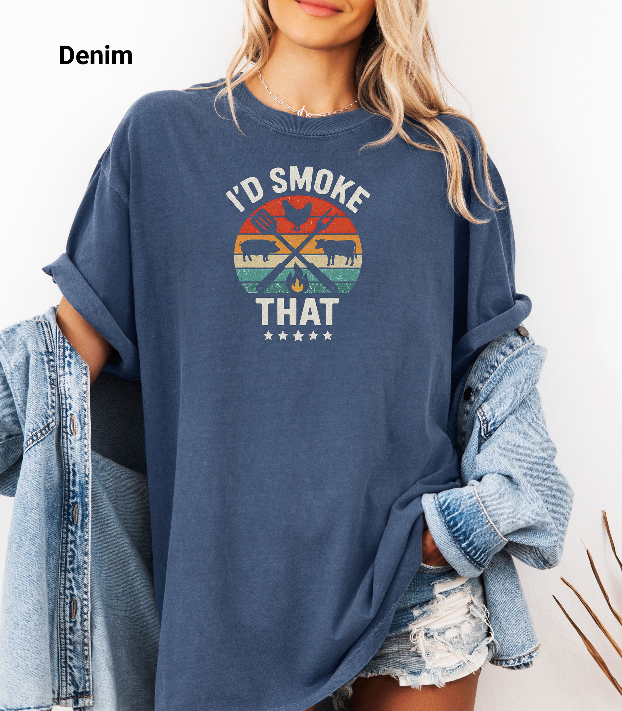 I'd Smoke That T-Shirt, Outdoor Enthusiast Shirt, Casual Gift for Camping Lovers, Retro Grilling & Smoking Tee, BBQ Smoker Tee