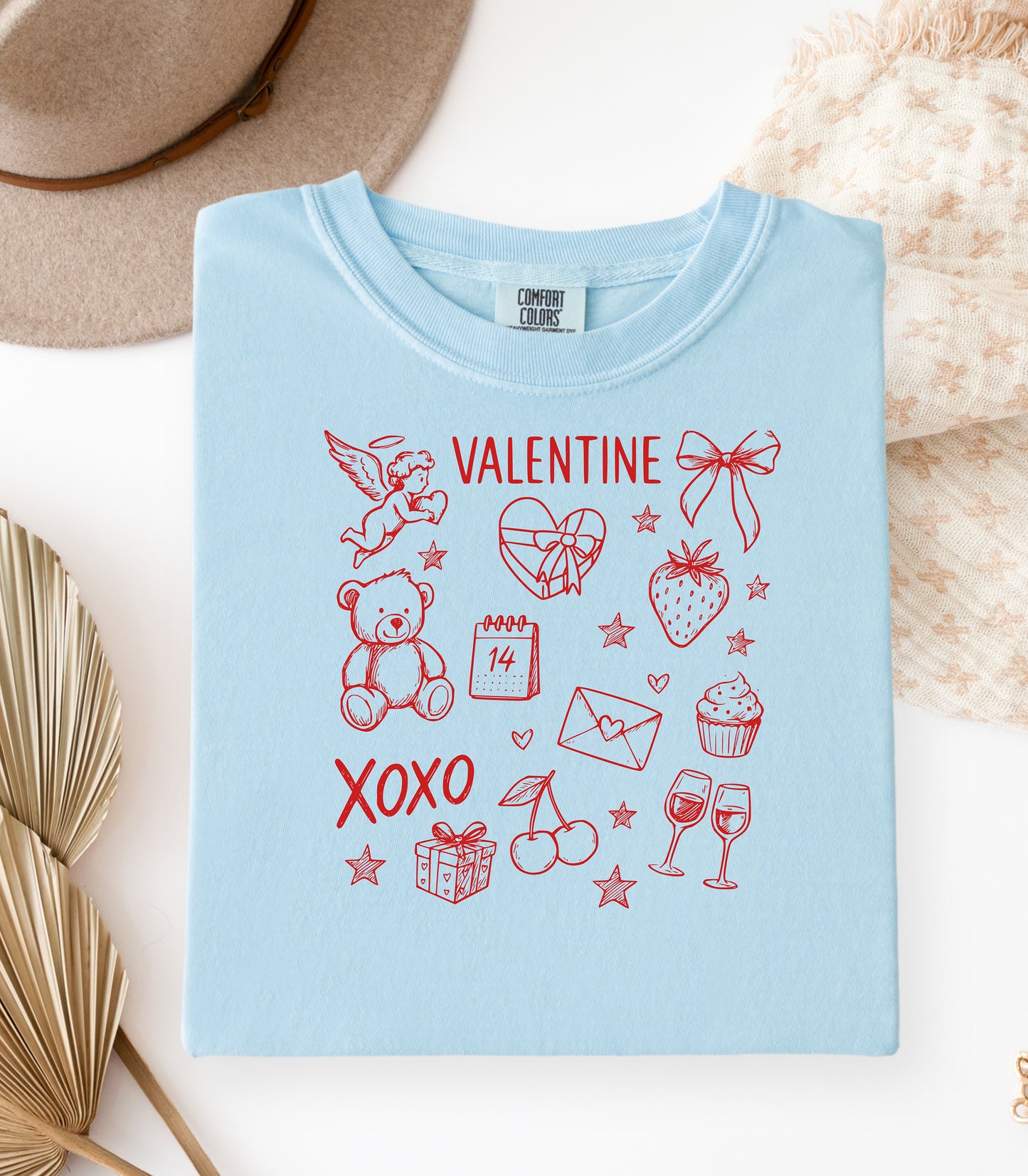 Valentine Doodle T-Shirt, XOXO Hearts, Gifts & Love Icons