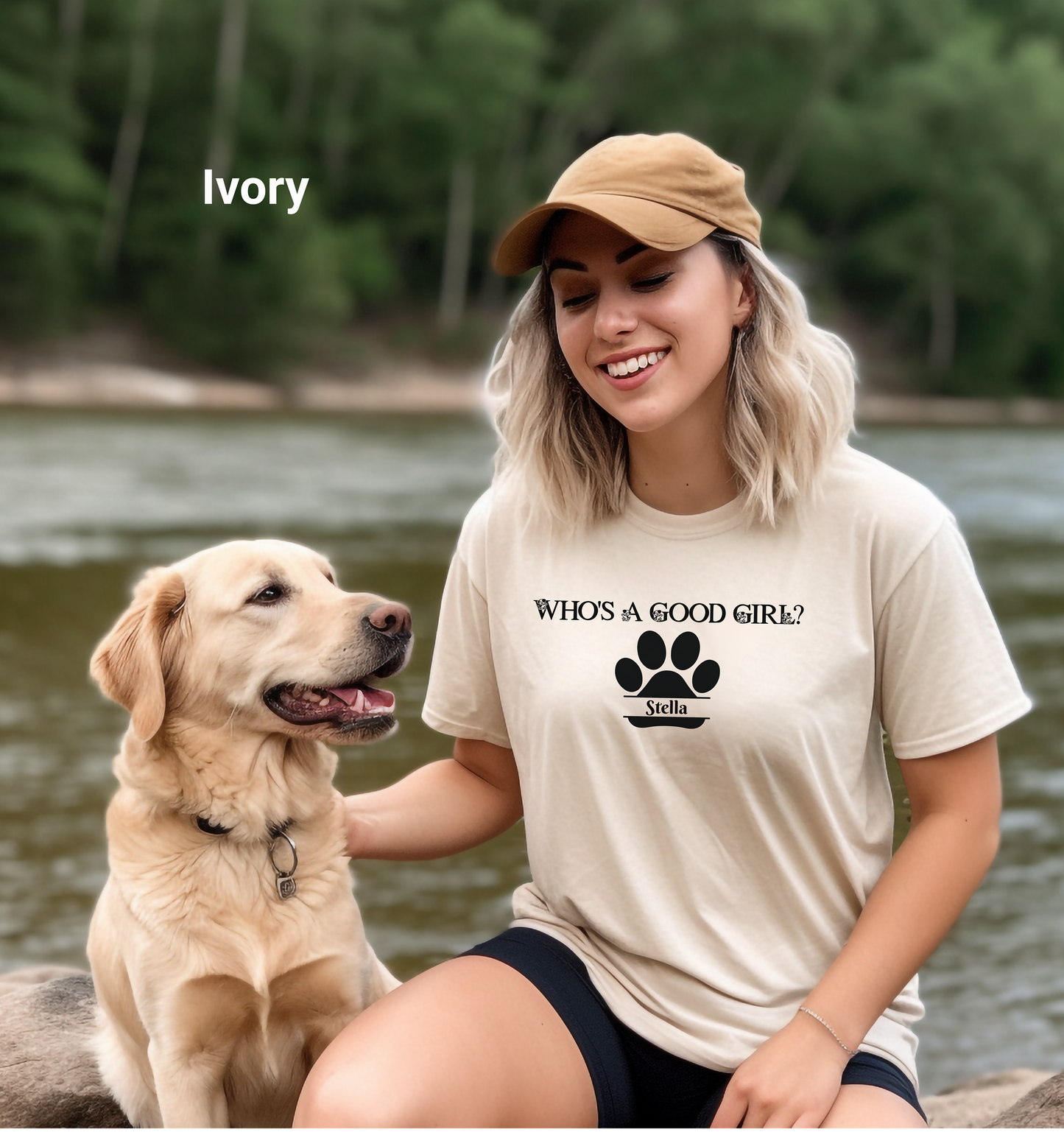 Personalized Who’s a Good Girl? T-Shirt, Funny Paw Print T-Shirt for Dog Lovers