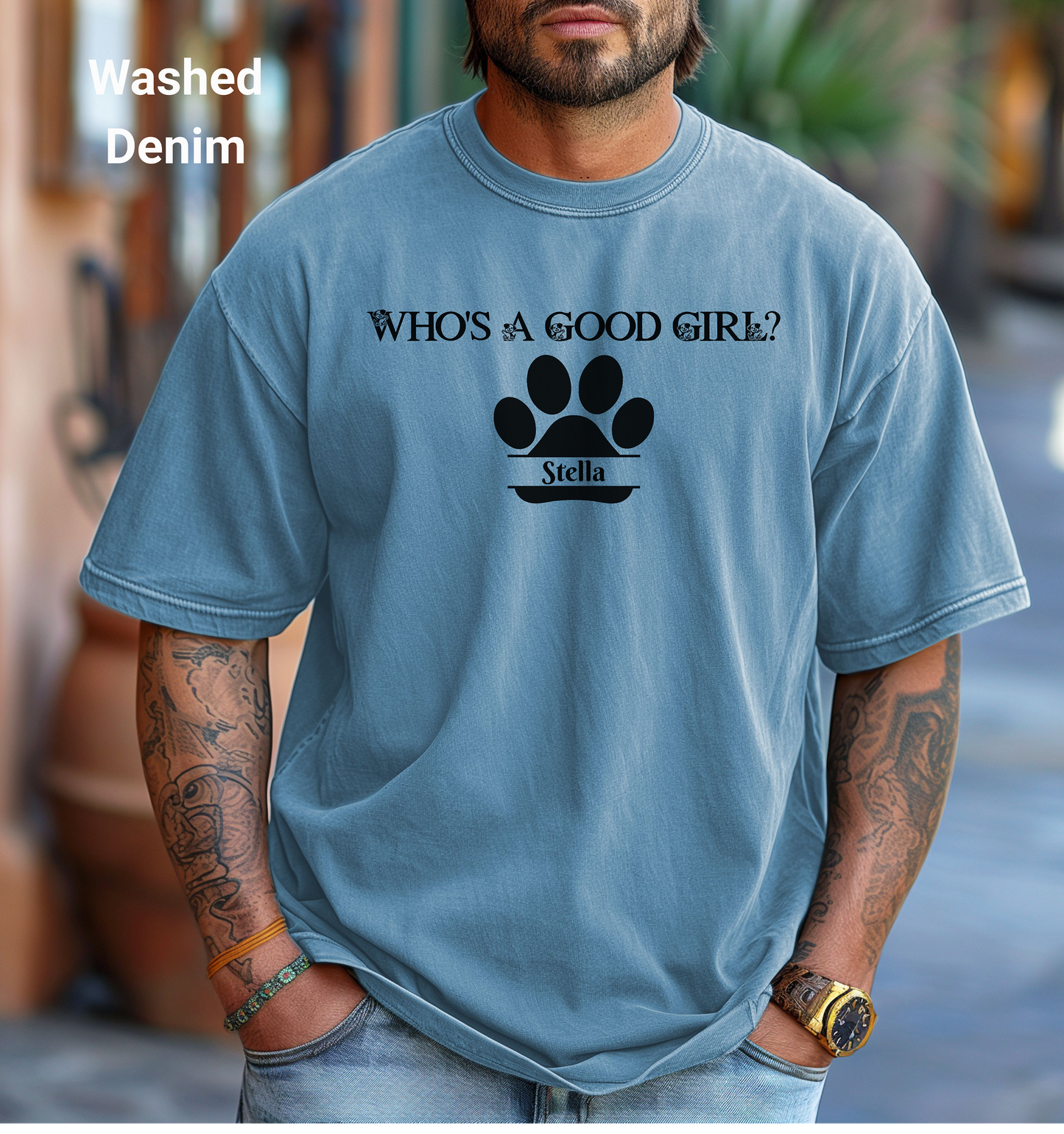 Personalized Who’s a Good Girl? T-Shirt, Funny Paw Print T-Shirt for Dog Lovers
