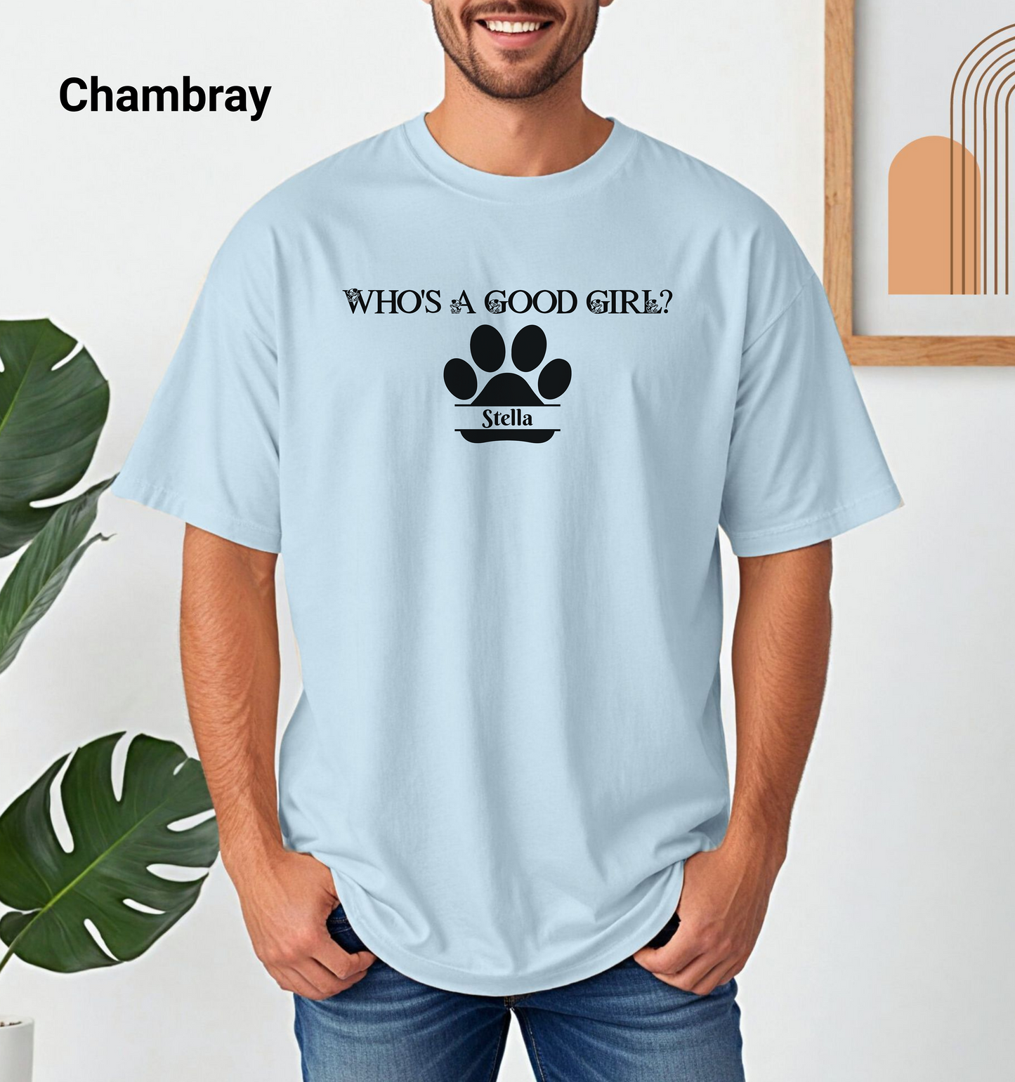 Personalized Who’s a Good Girl? T-Shirt, Funny Paw Print T-Shirt for Dog Lovers