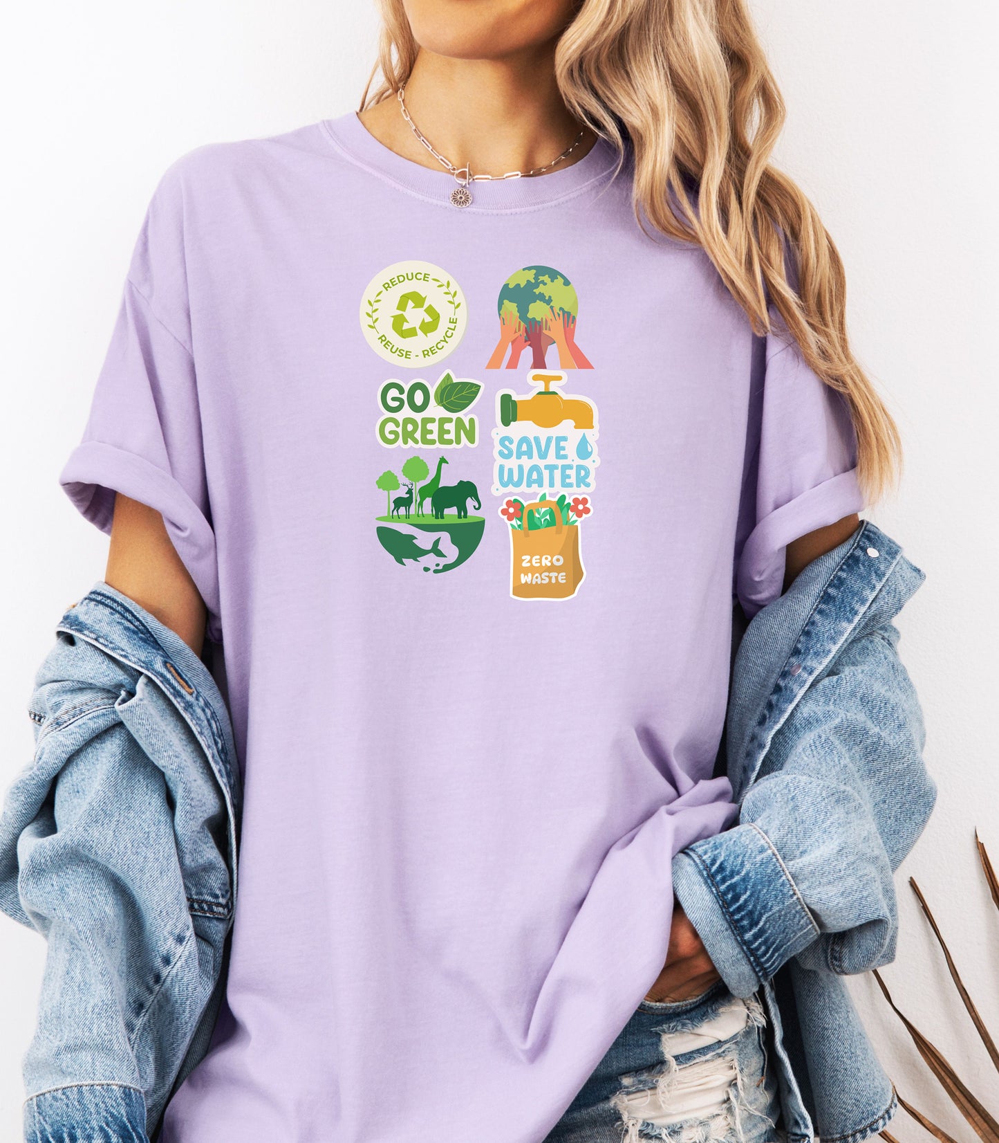 Go Green Environmental Awareness T-Shirt, Save Water, Protect Earth,  Sustainability Icons Eco Awareness Shirt