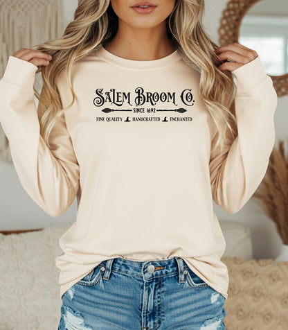 Salem Broom Co. Long Sleeve T-Shirt, Vintage Witchy Fall Shirt