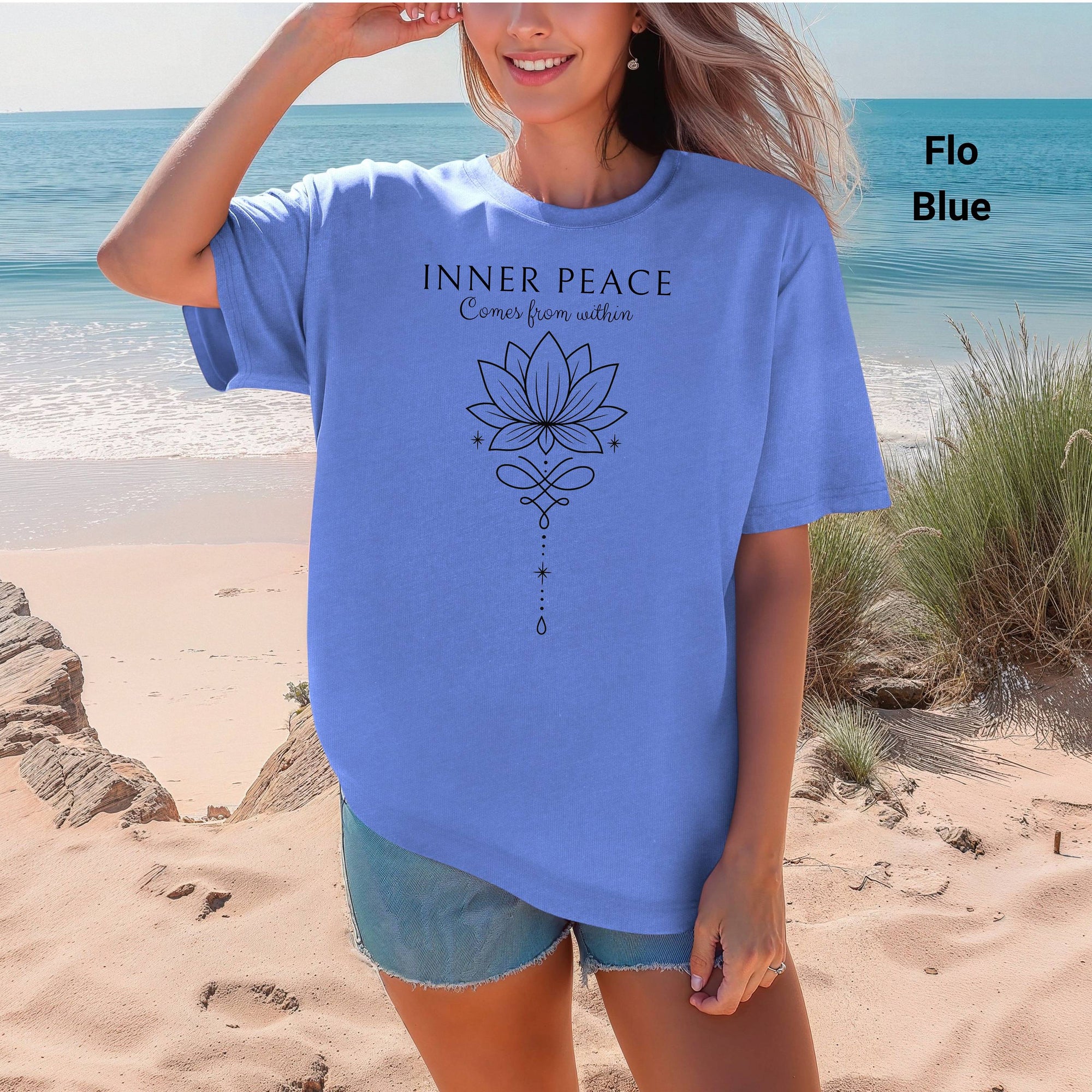 Inner Peace T-shirt, Lotus Flower Tee, Mindfulness Gift, Yoga Tee, Spiritual Style, Meditation Apparel, Casual Wear