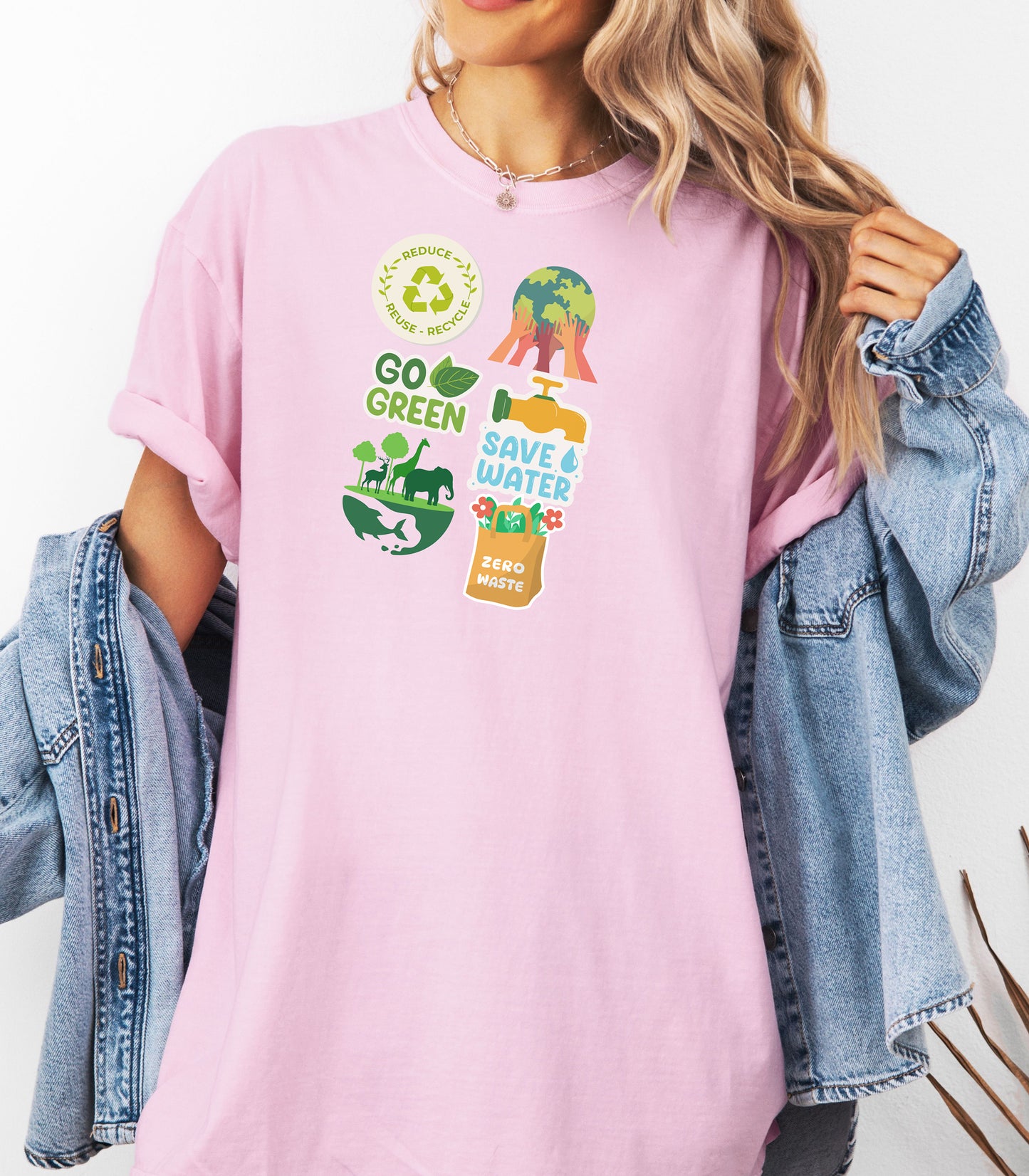 Go Green Environmental Awareness T-Shirt, Save Water, Protect Earth,  Sustainability Icons Eco Awareness Shirt
