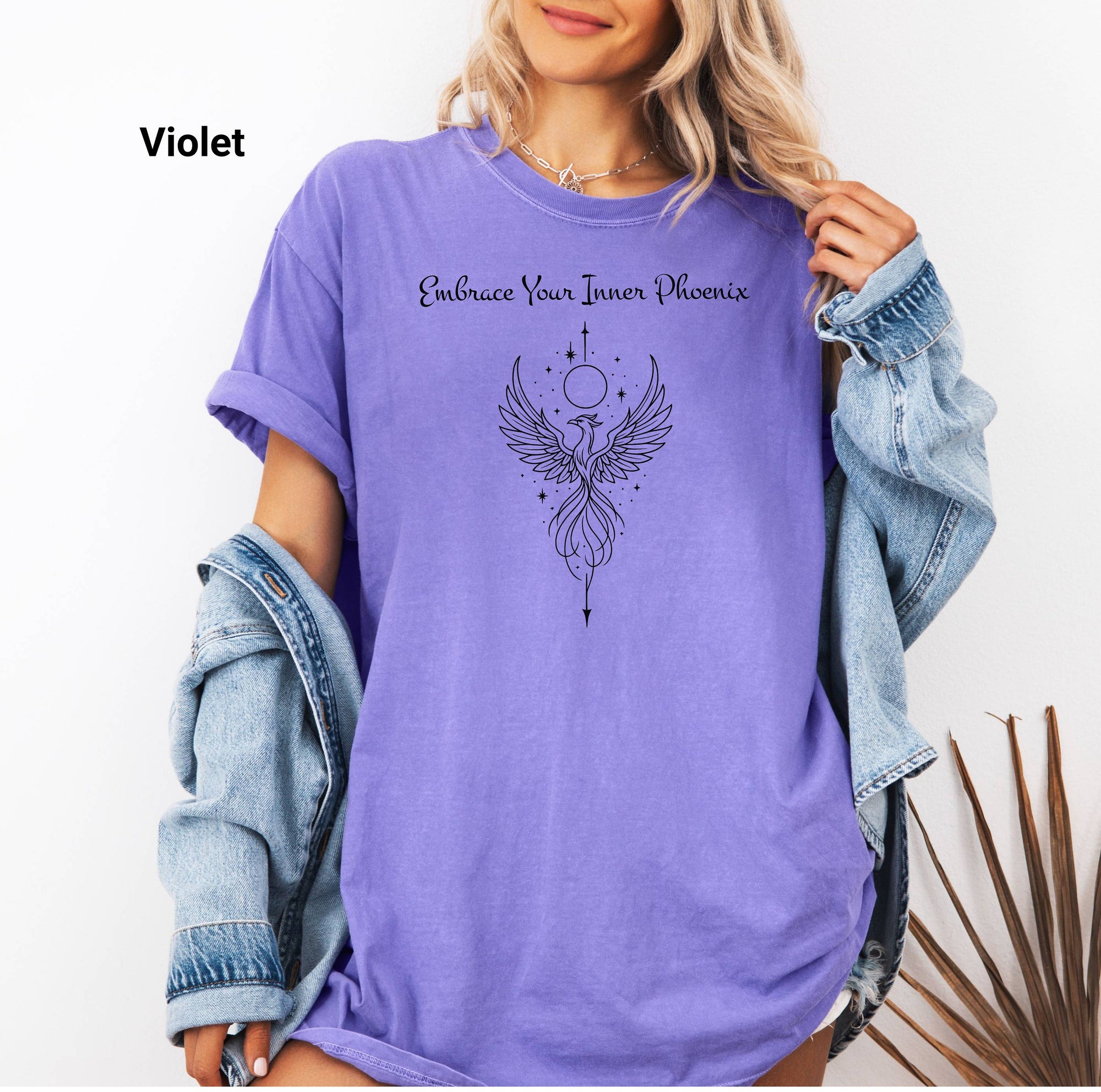 Embrace Your Inner Phoenix T-Shirt, Spiritual Apparel, Gift for Her, Boho Style, Self-Discovery Clothing, Celestial Line Art Design