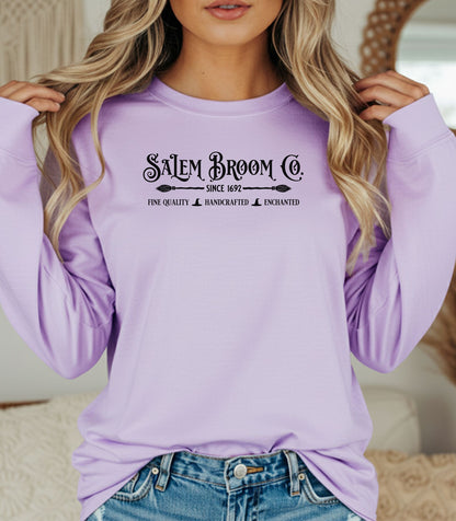 Salem Broom Co. Long Sleeve T-Shirt, Vintage Witchy Fall Shirt