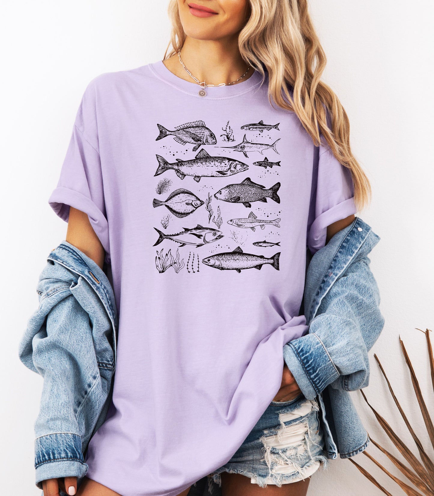 Vintage Marine Fish Chart T-Shirt, Illustrated Ocean Species Tee, Fishing Shirt, Father's Day Gift