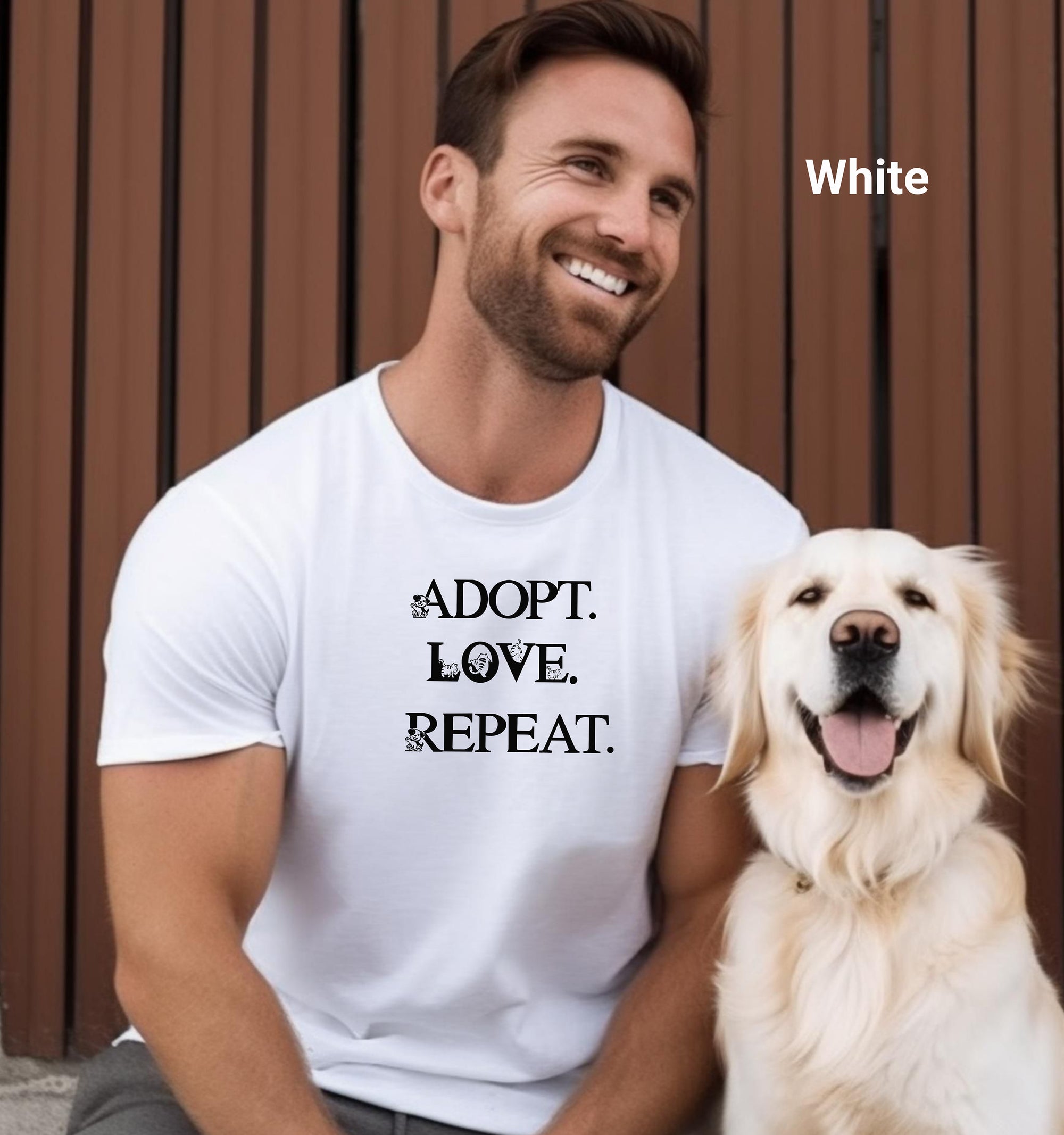 Adopt Love Repeat T-shirt, Great Gift for Animal Lovers, Casual Wear, Gift for Pet Owners, Eco-Friendly Fashion, Rescue and Pet Adoption Tee