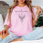 Embrace Your Inner Phoenix T-Shirt, Spiritual Apparel, Gift for Her, Boho Style, Self-Discovery Clothing, Celestial Line Art Design
