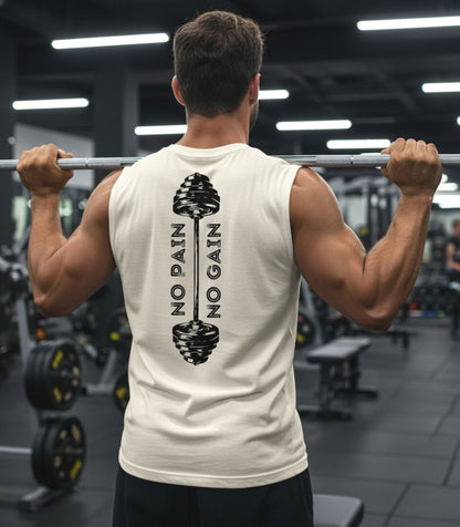 No Pain No Gain Muscle Tee, Motivational Back Design, Workout Shirt, Weightlifting Tee