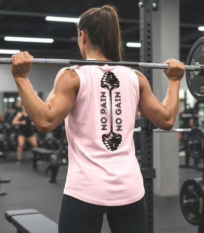 No Pain No Gain Muscle Tee, Motivational Back Design, Workout Shirt, Weightlifting Tee