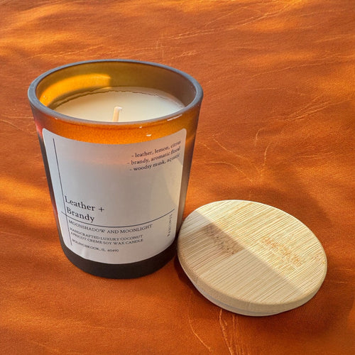 Leather & Brandy Candle, Bold & Sophisticated Scent