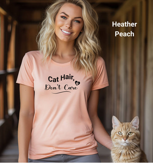 Funny Cat Lover Tee - "Cat Hair, Don't Care" Unisex Jersey Short Sleeve Shirt